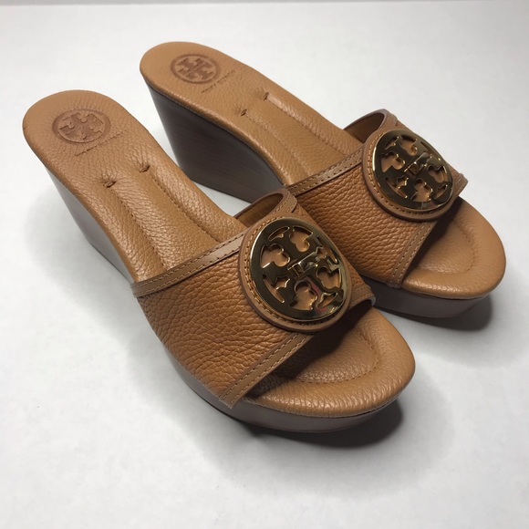 Tory Burch Shoes - Tory Burch Selma Logo Wedge Slide Sandals